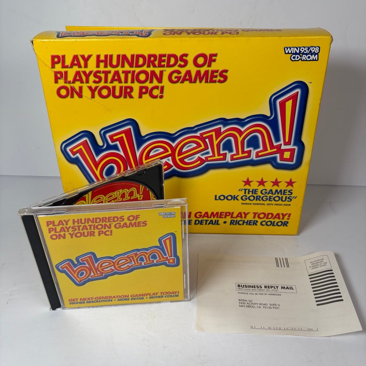 Bleem CD-ROM Play PlayStation Games on PC Windows 95 98 Big Box PC Complete