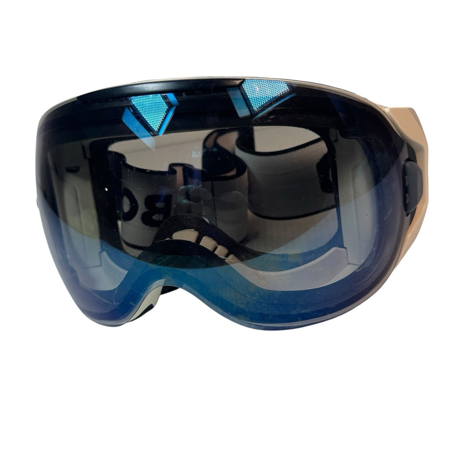 Abom Heated Anti-Fog Ski Snowboard Goggles White Frame Blue Lens