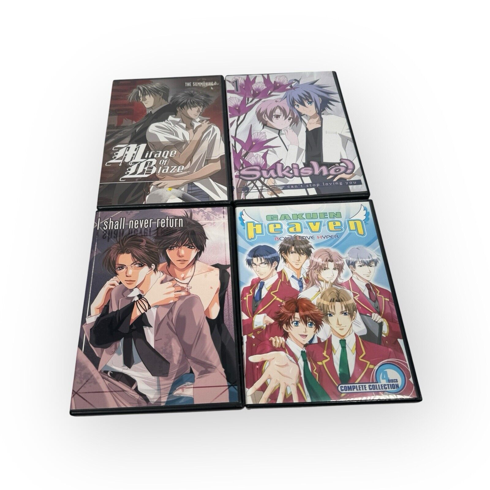 Lot Of 4 Anime DVDs With Gakuen Heaven: Complete, Sukisho, Mirage Of Blaze +More