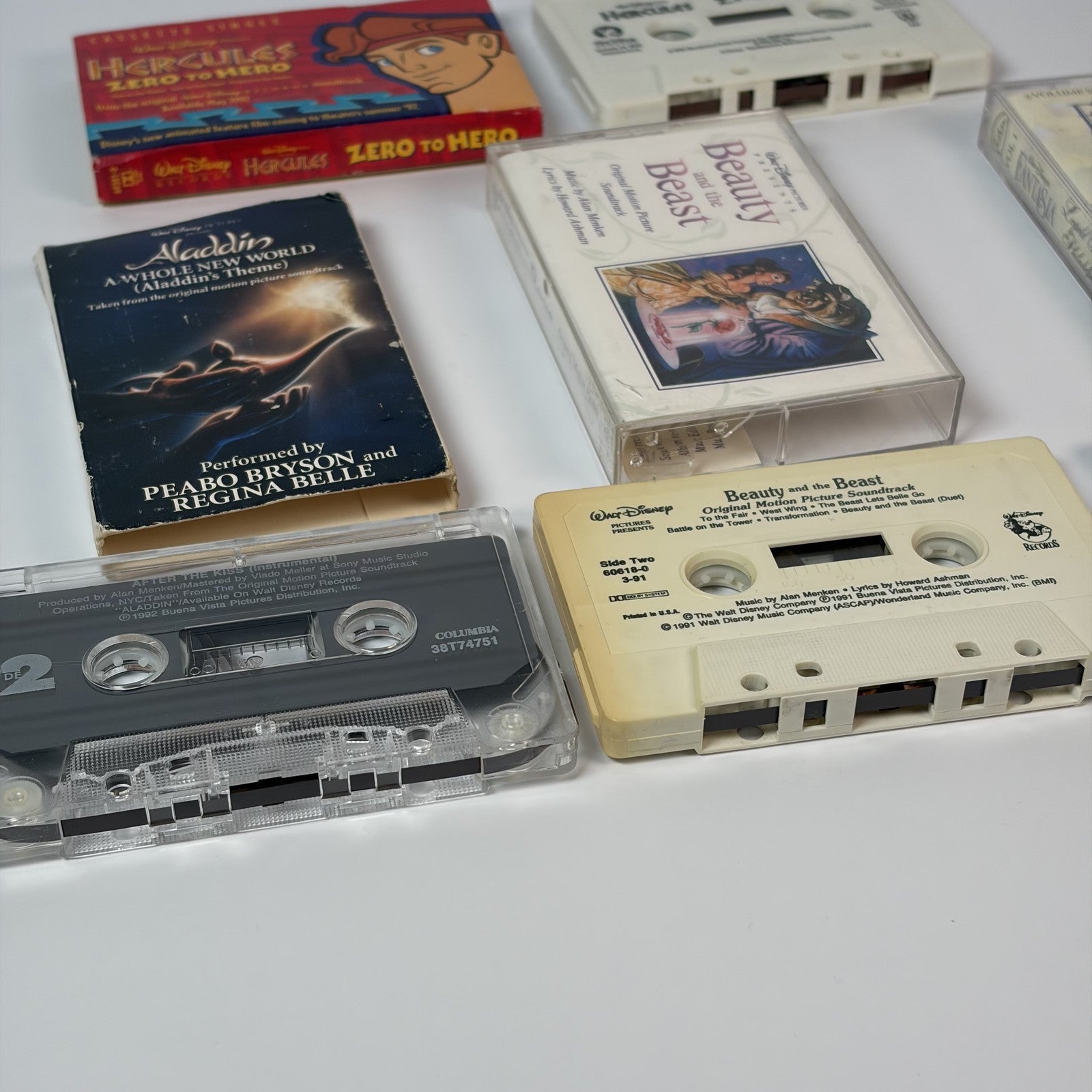 Walt Disney Cassette Lot Hercules Aladdin Beauty Beast Fantasia Soundtrack