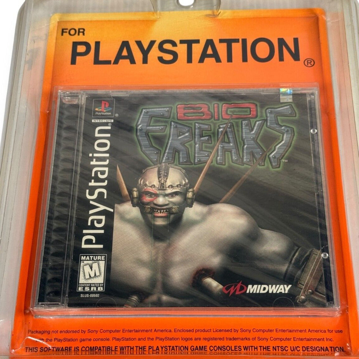 Bio Freaks PlayStation 1 PS1 1998 Sealed Black Label in KB Toys Blister Pack