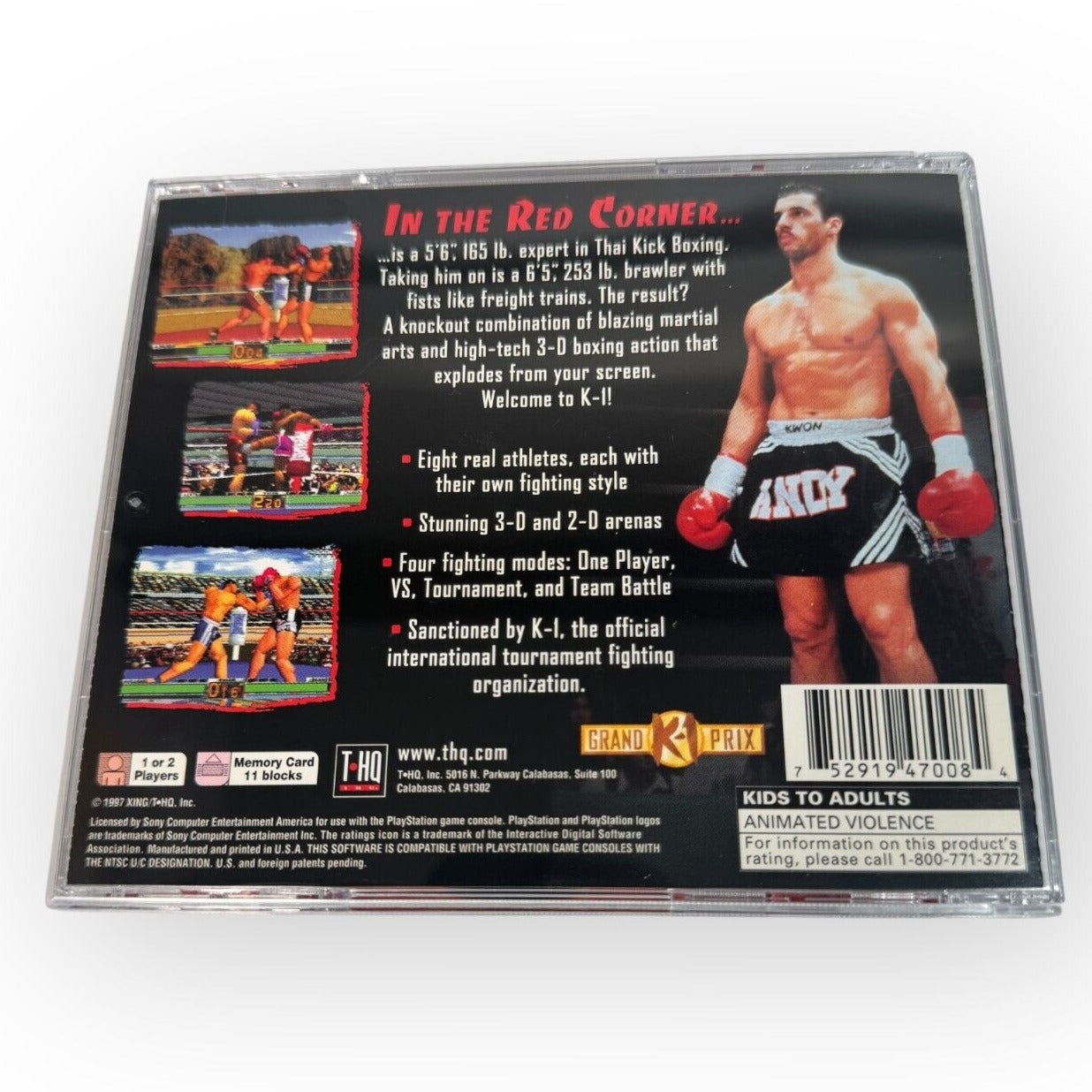 K-1 The Arena Fighters Playstation 1 Fighting Game Complete CIB Black Label