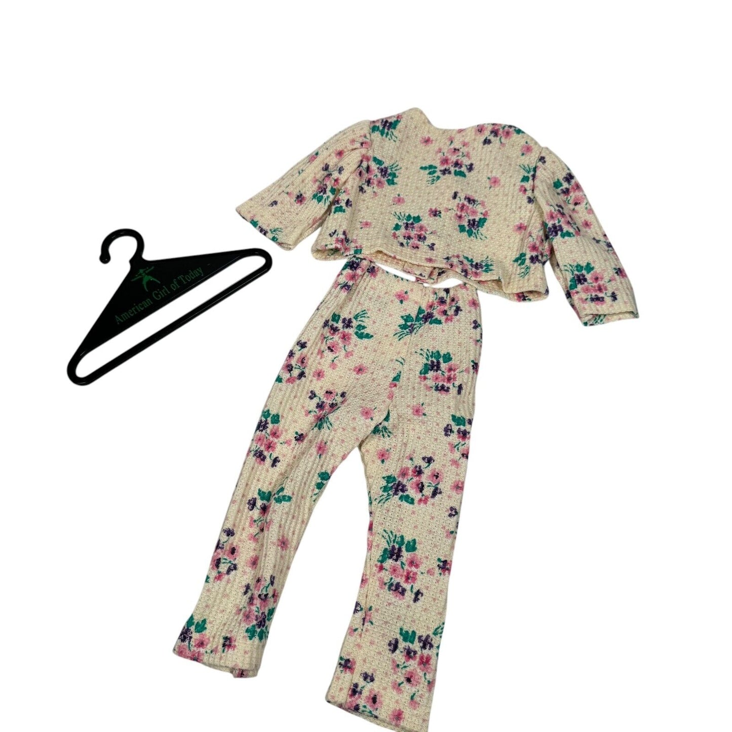 American Girl Pleasant Co. Thermal Pajamas with Flowers and Hanger