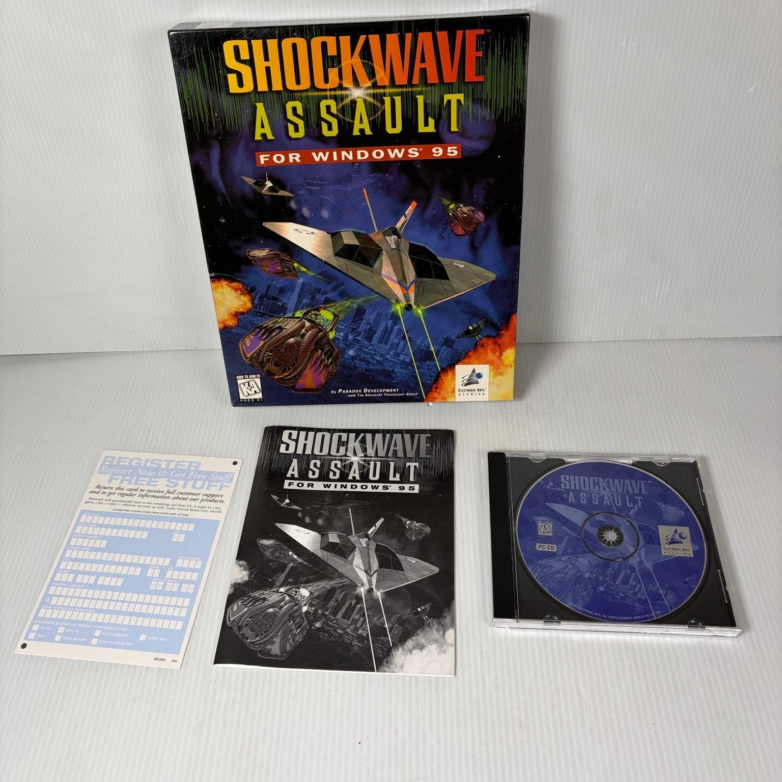 Shockwave Assault Windows 95 Big Box PC Complete Video Game Flight Combat Sci-Fi