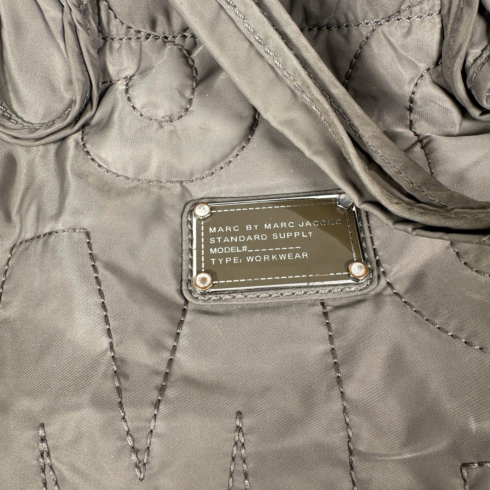 Marc Jacobs Taupe Logo Quilted Nylon Medium Tote Bag Standard Supply Workwear