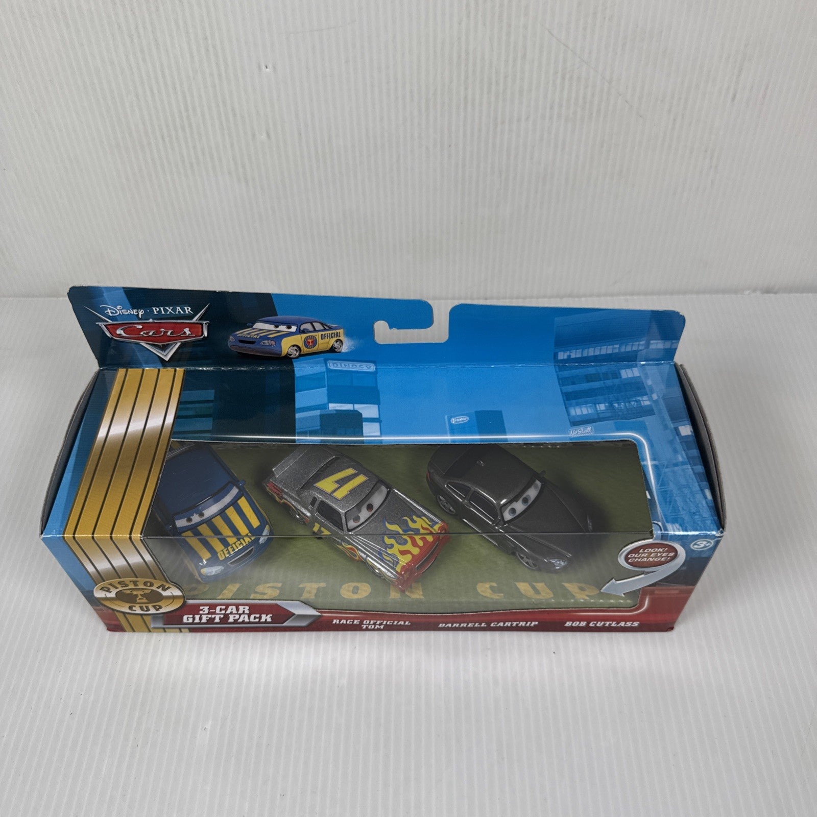 Disney Pixar Cars PISTON CUP 3-CAR GIFT PACK DARREL BOB TOM 2010 1:55 Diecast