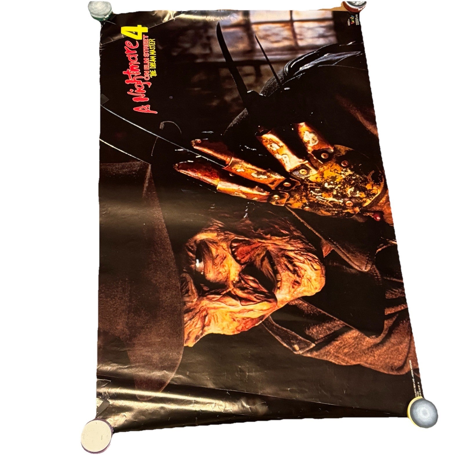 Vintage 1980s Nightmare On Elm Street 4 Dream Master Poster 34X22 Freddy Krueger
