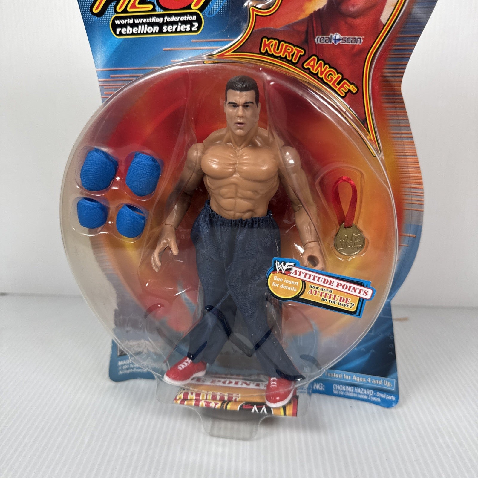 WWF Jakks Heat Rebellion Series 2 - Kurt Angle Wrestling Figure WWE Rare