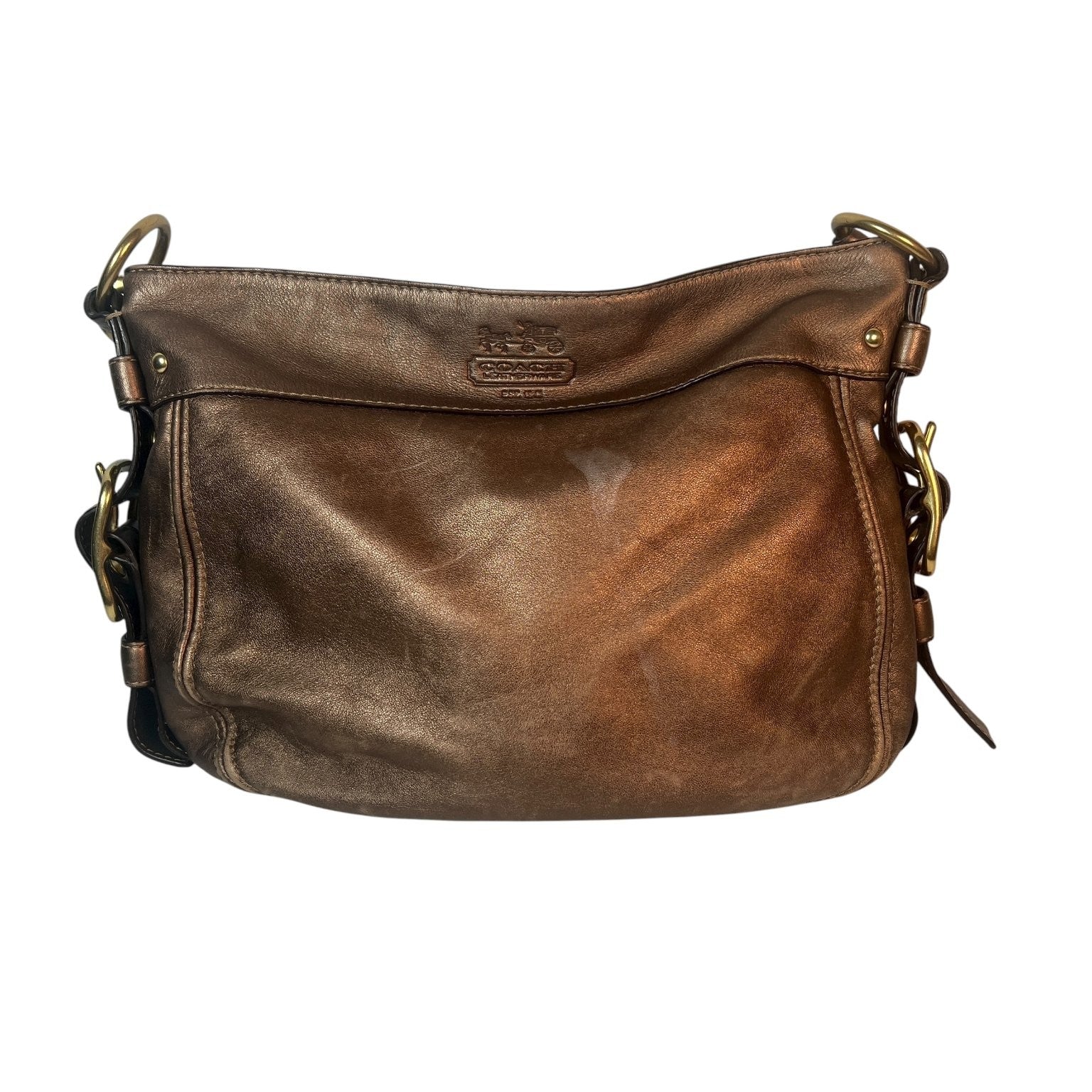 Y2K Coach Zoe Metallic Bronze Leather Hobo Handbag F0882-12671