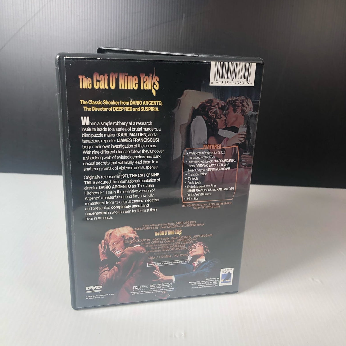 The Cat O' Nine Tails DVD 1971 Dario Argento Collection Karl Malden Giallo