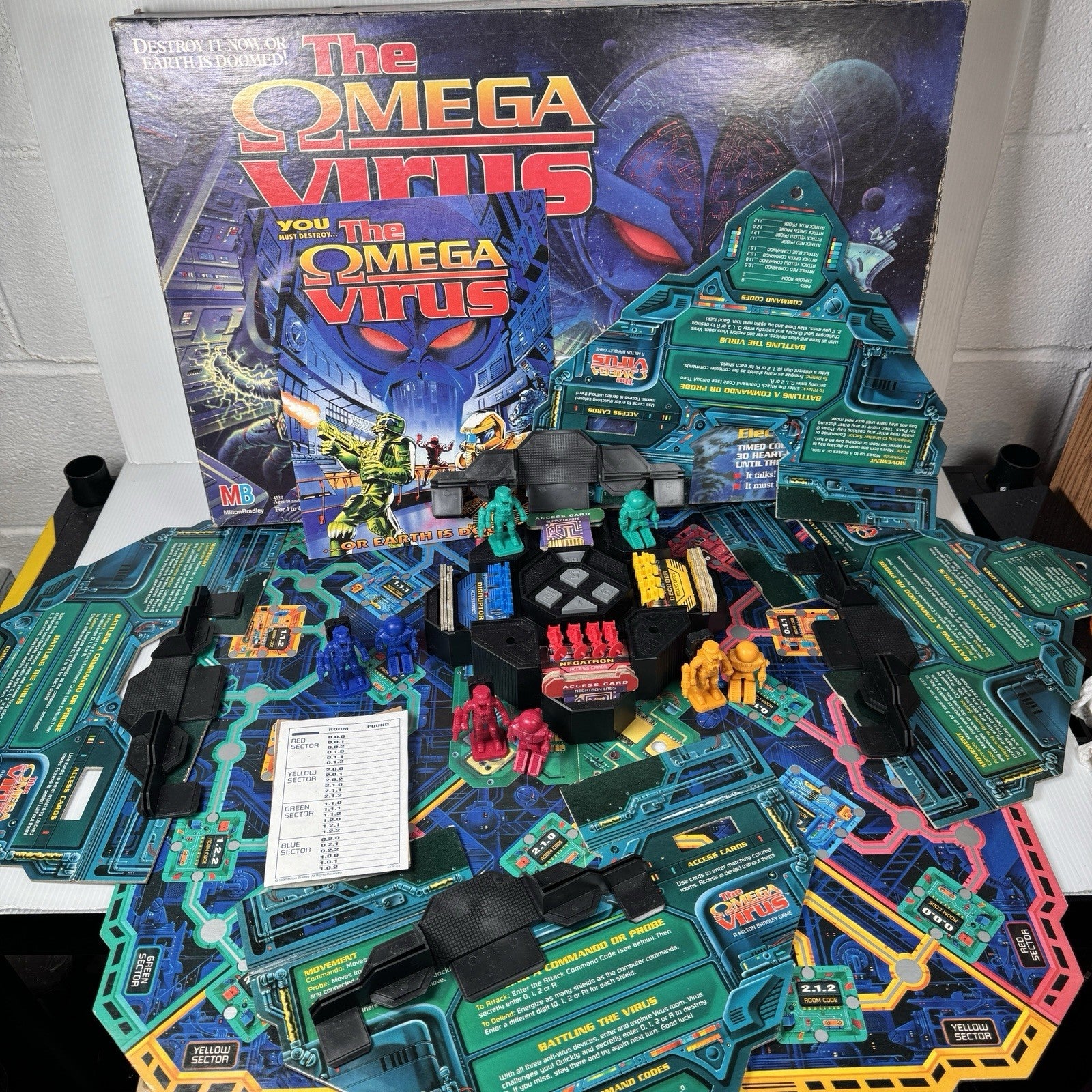 Vintage 1992 Omega Virus Board Game Complete As Is Non-Working Electronics