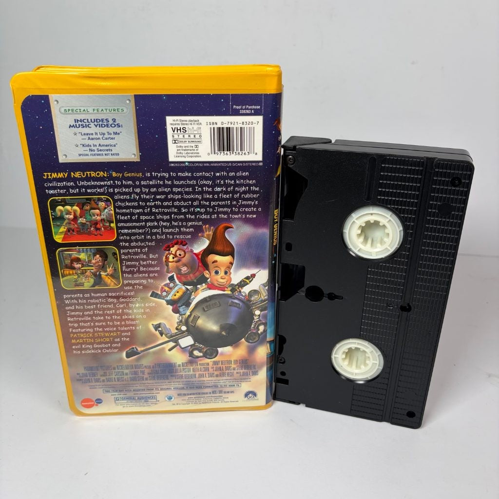 Jimmy Neutron Boy Genius VHS 2002 Nickelodeon Yellow Clamshell Paramount G