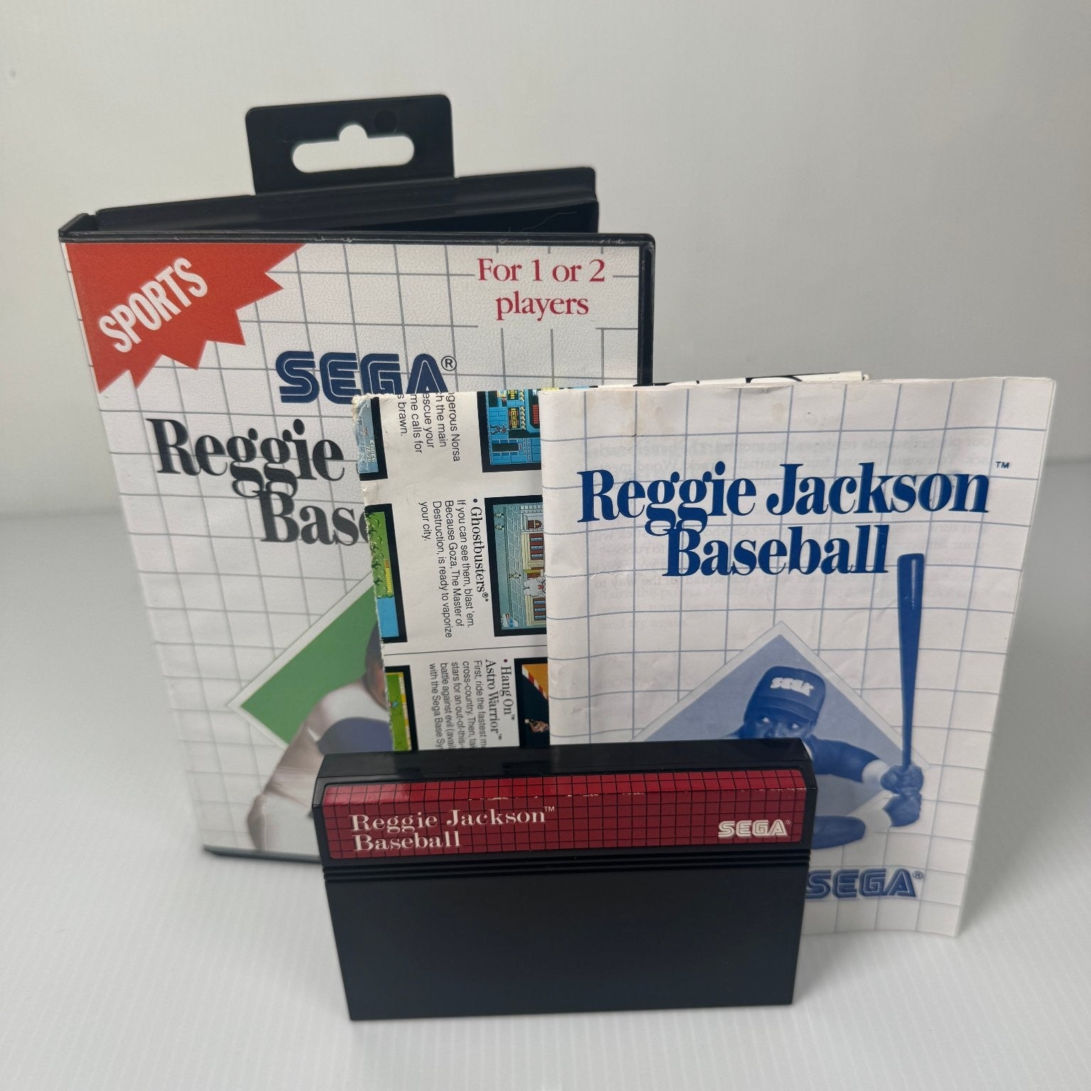 Reggie Jackson Baseball Sega Master System Game Complete CIB w/ Poster & Hangtab
