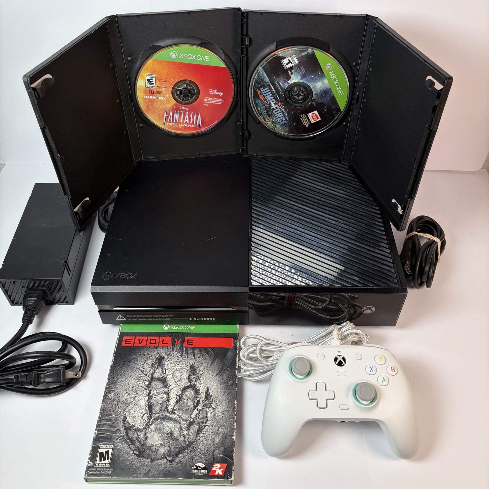 Xbox One Black 500GB Console with Gamesir Wired Controller & 3 Games