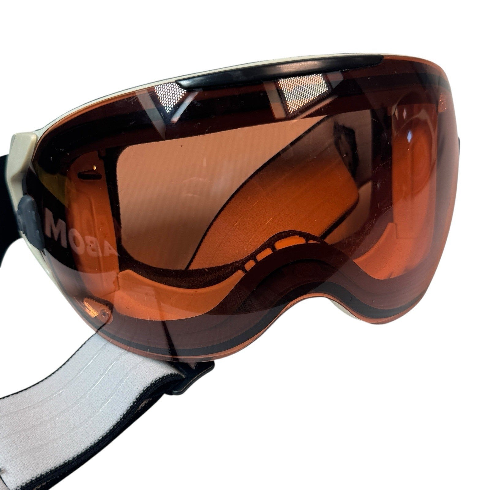 Abom Heated Anti-Fog Ski Snowboard Goggles White Frame Orange Lens