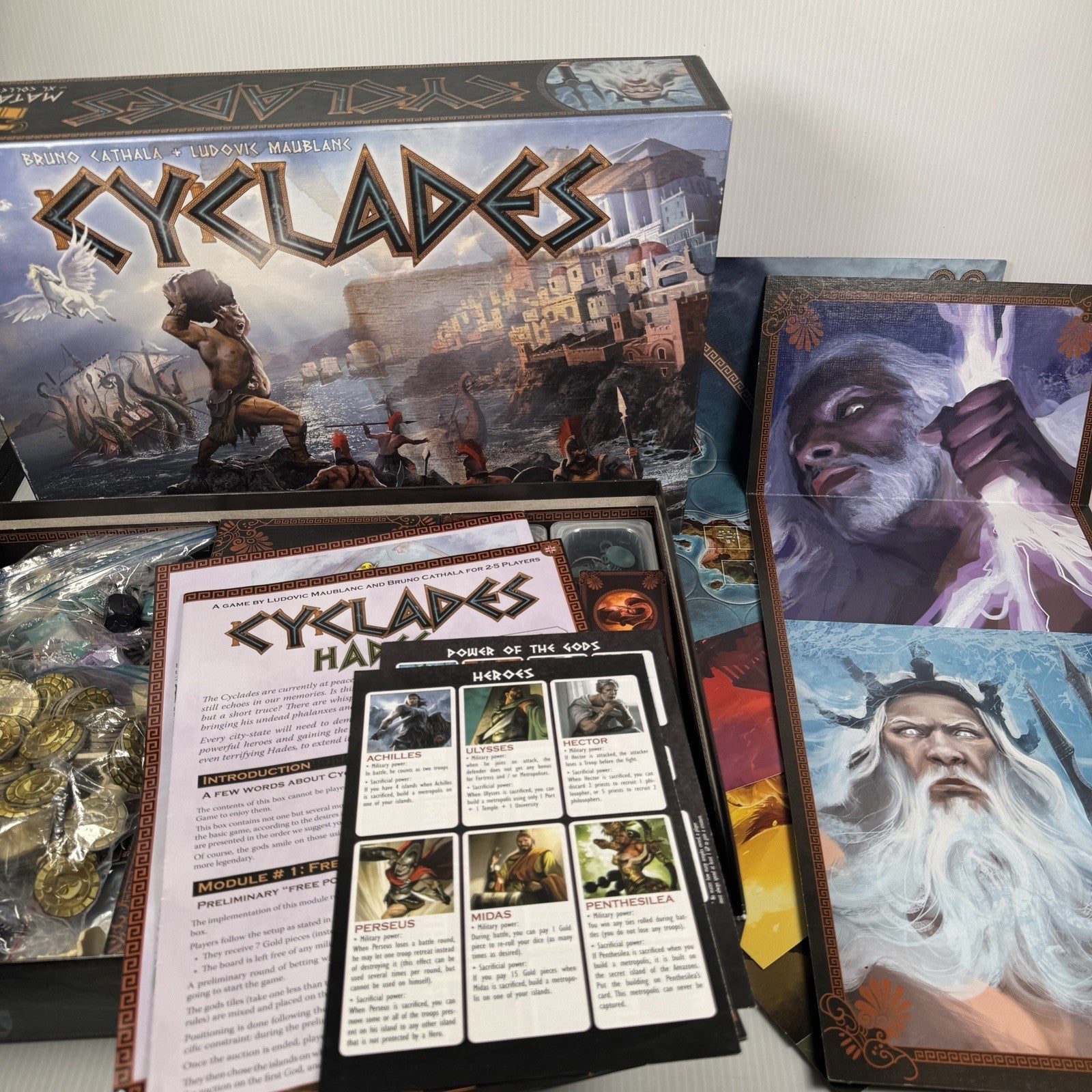 Cyclades Board Game Base w/ Titans Expansion Matagot XL 2009 Complete