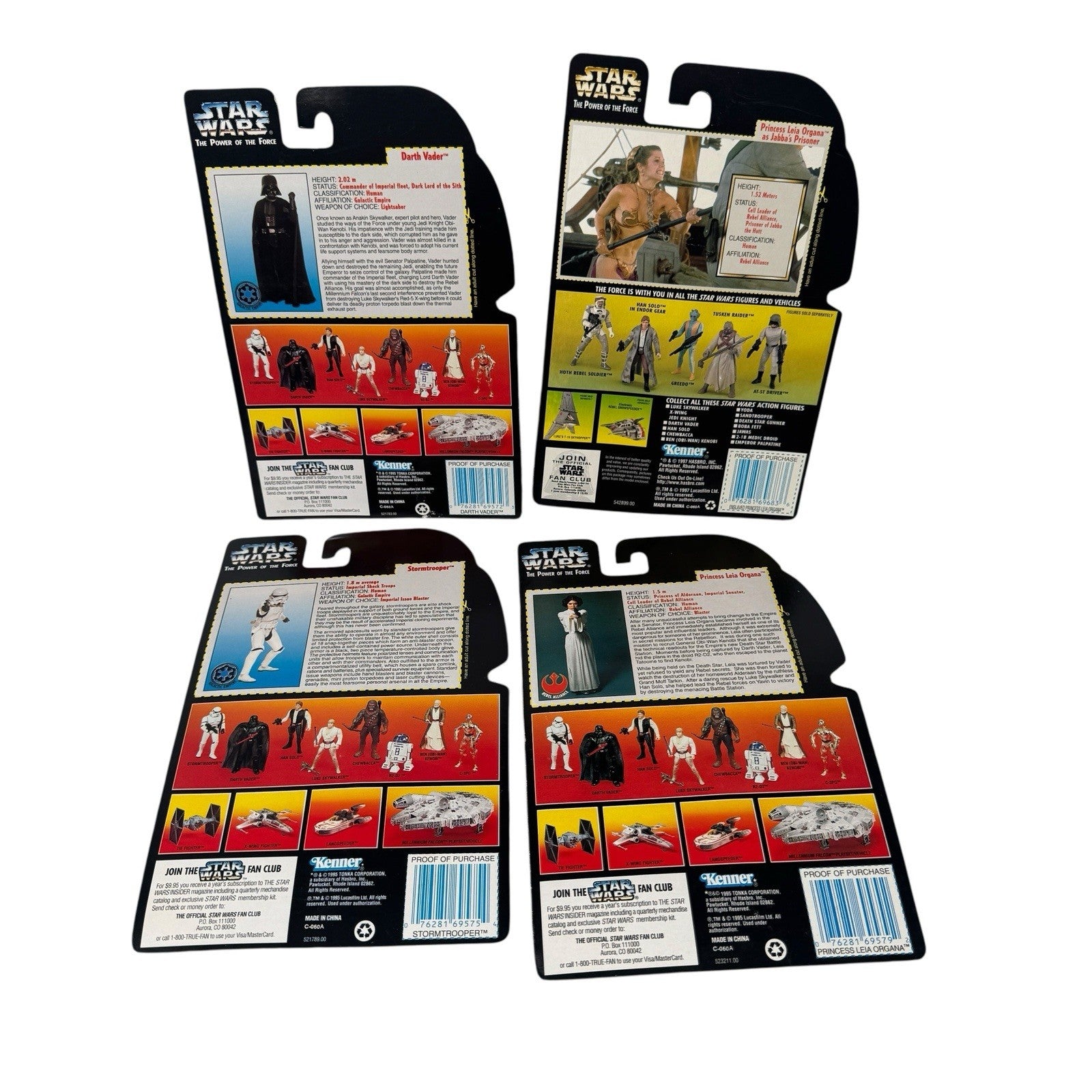 Star Wars Power Of The Force POTF Figure Lot of 4 Darth Vader & More Long Saber