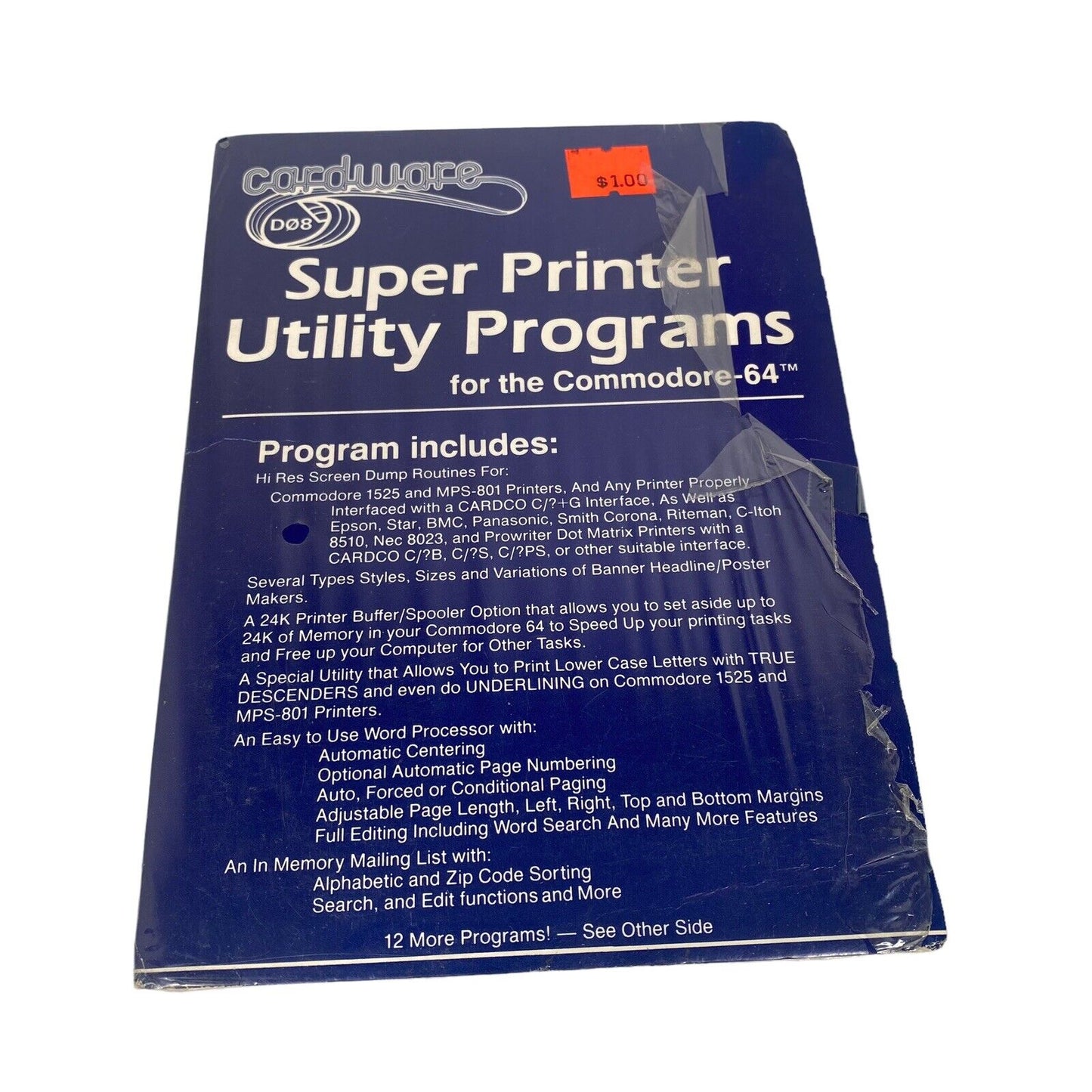 Cardware D08 Super Printer Utility Programs For The Commodore 64  VTG Software