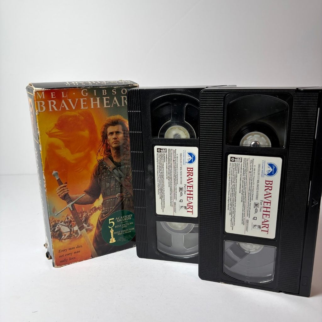 Braveheart VHS 2-Tape Set Mel Gibson 1995 Paramount Hi-Fi Stereo Epic Drama