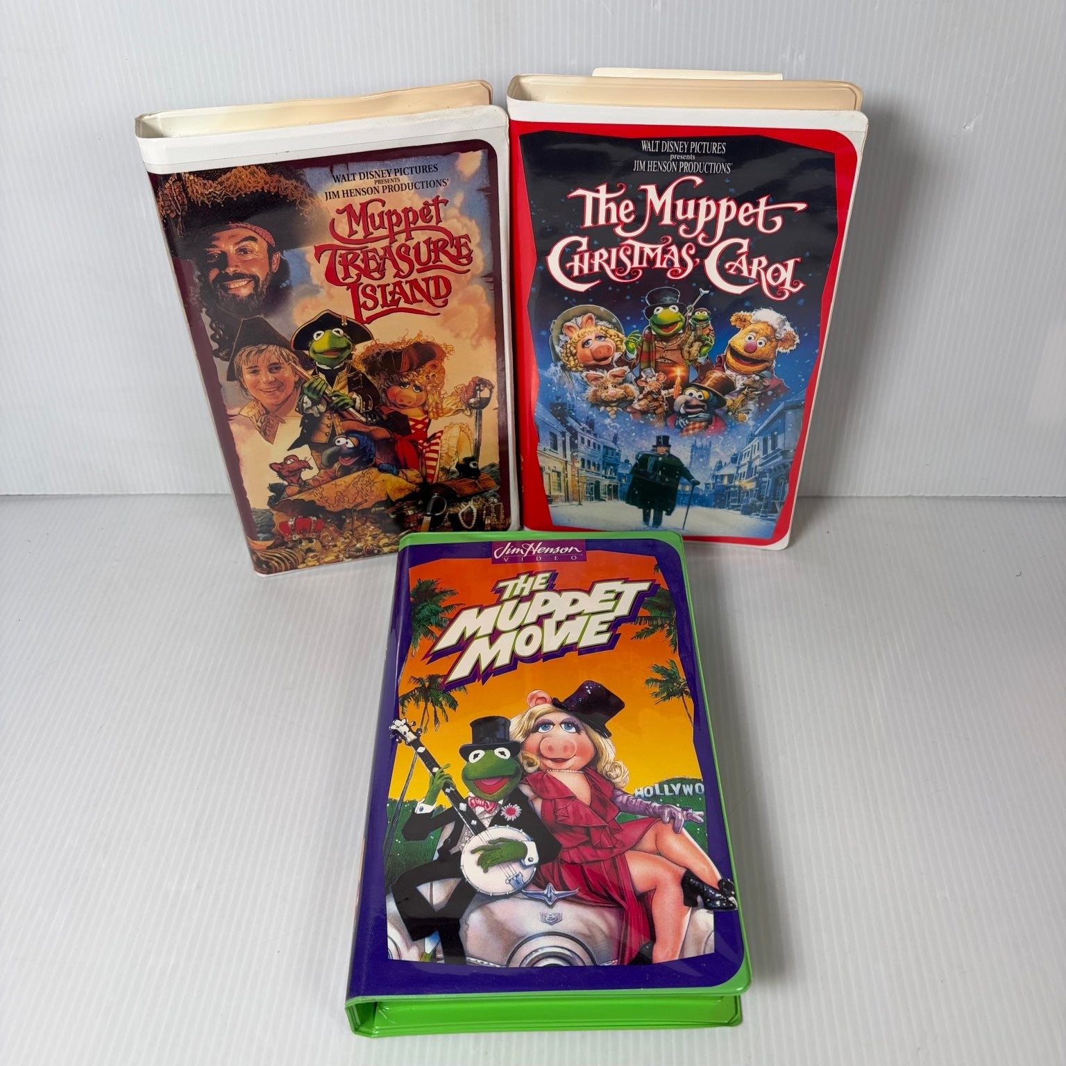 Muppet Movie VHS Lot (3) Christmas Carol Treasure Island Jim Henson Disney