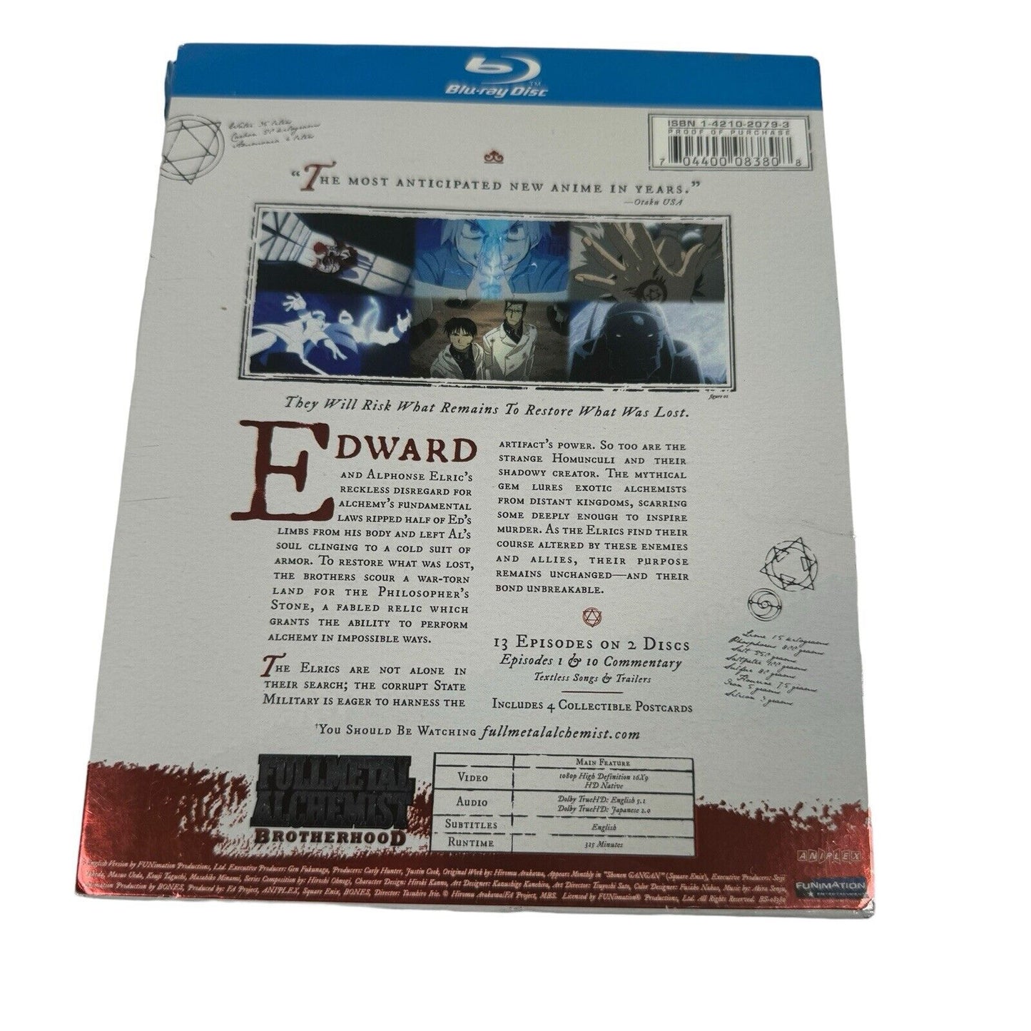 FULLMETAL ALCHEMIST BROTHERHOOD PART ONE - TESTED AND WORKING BLURAY DVD MOVIE