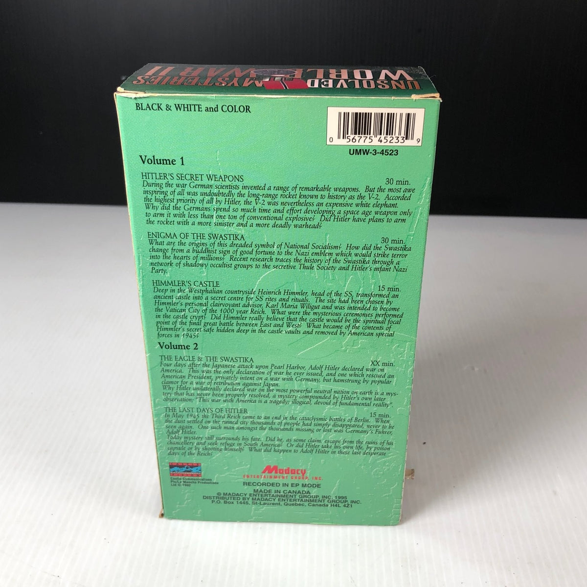 Unsolved Mysteries of World War II VHS 1995 Documentary Occult & Secrets Madacy
