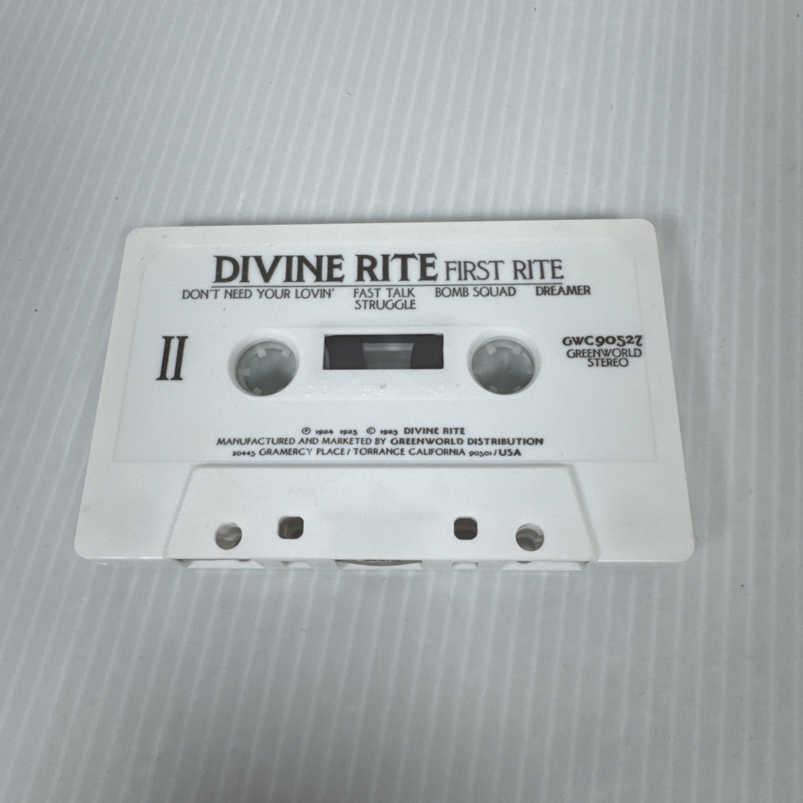 Divine Rite First Rite Cassette Tape Greenworld Rare 1985 2 Piece Heavy Metal