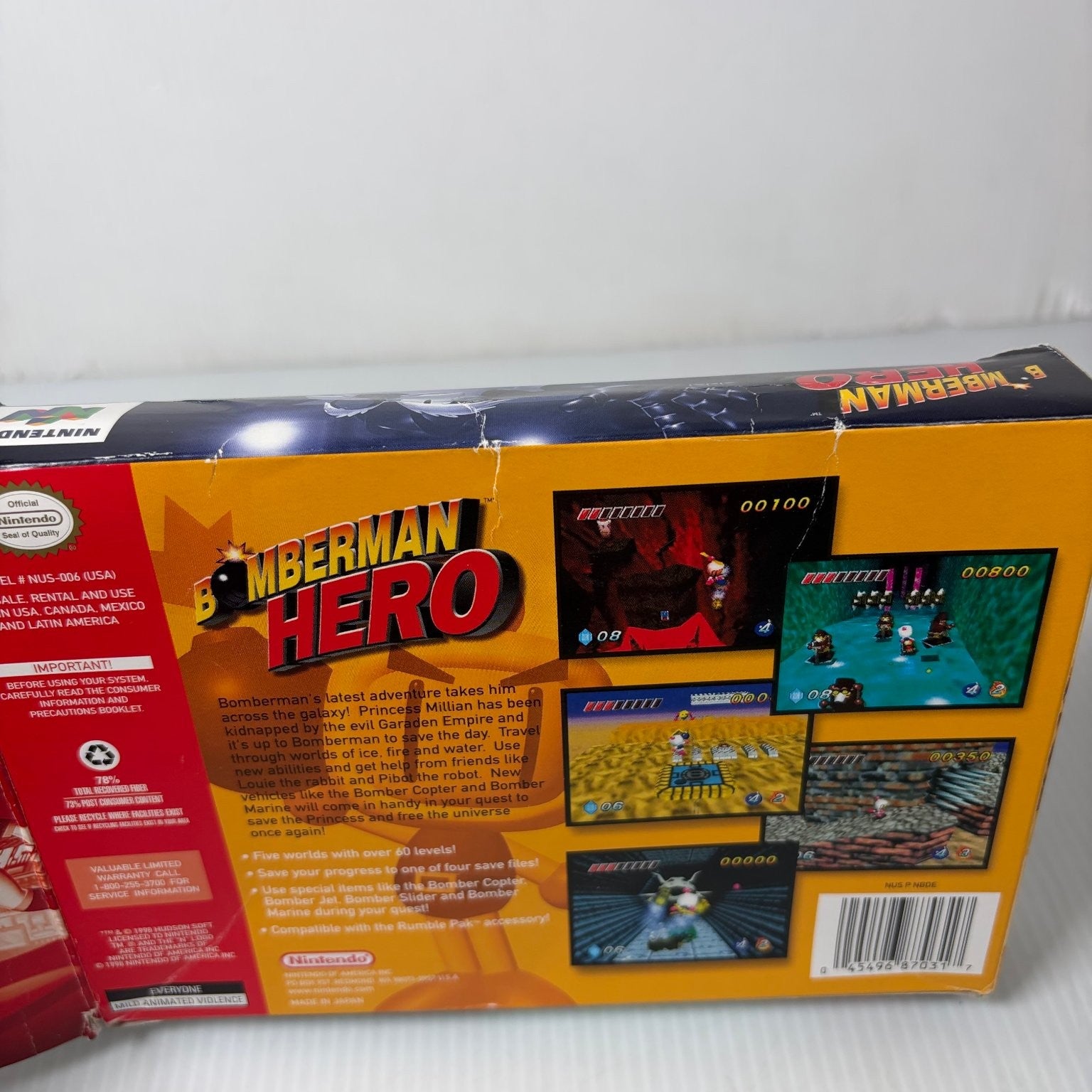 Bomberman Hero Nintendo 64 Video Game Action Adventure Complete in Box CIB