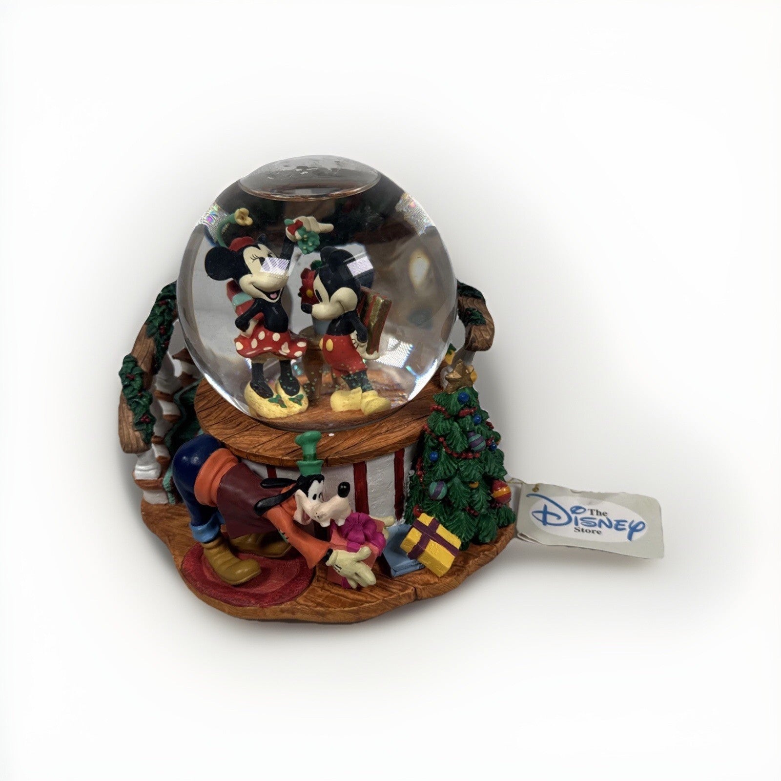 Vintage Rare Disney Mickey and Minnie Goofy "Santa Is Comin To Town” Snow Globe