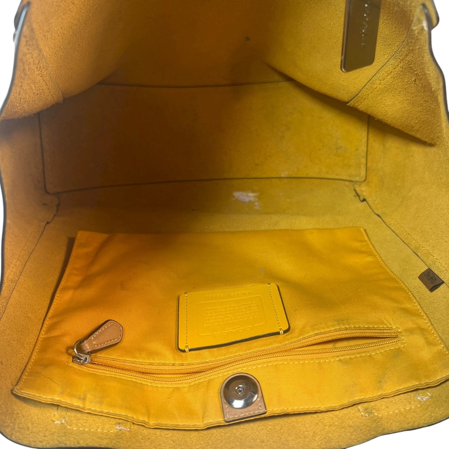 Coach Women's Large Saddle Leather Derby Tote Bag with Yellow Interior 58660