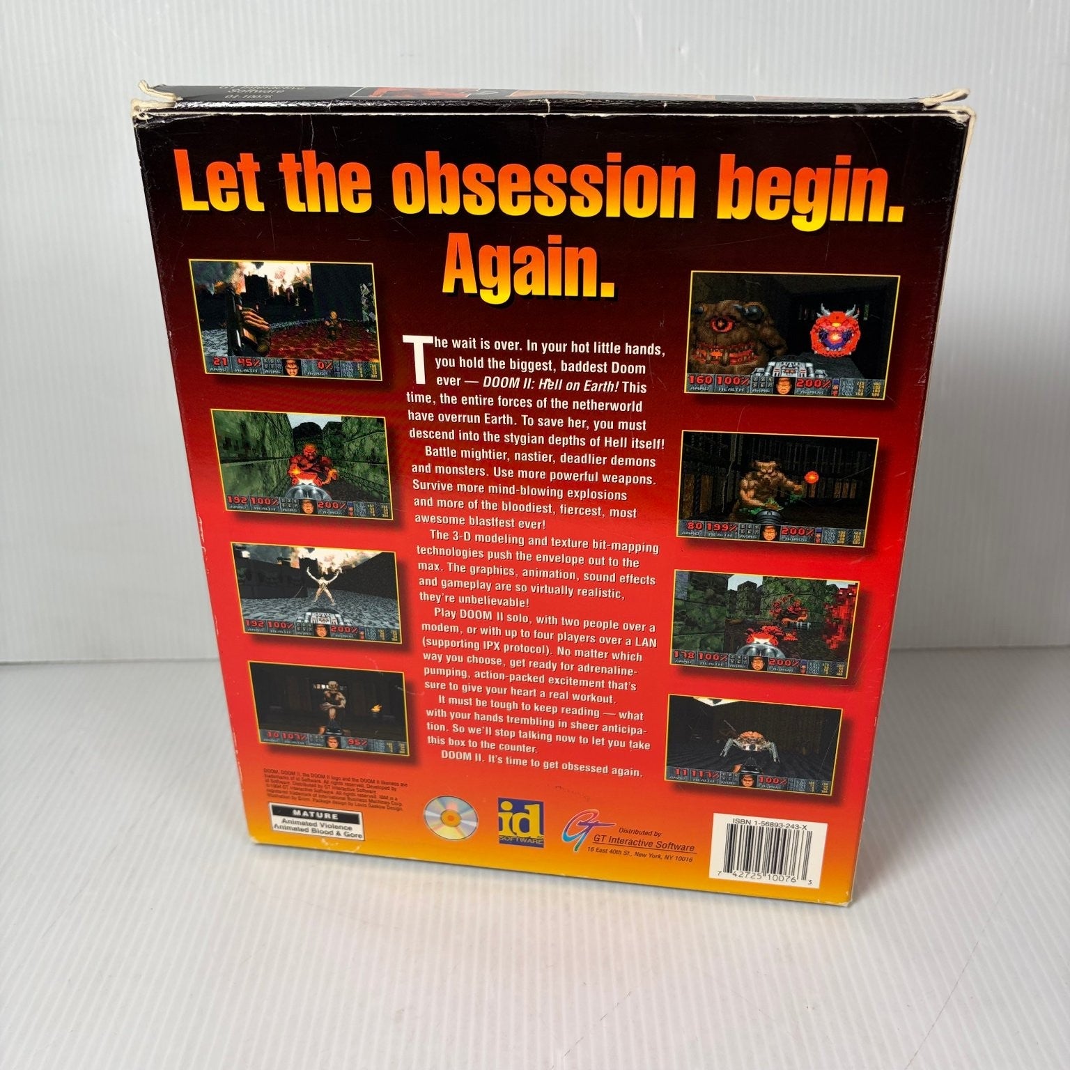 DOOM II: Hell on Earth Big Box PC Complete Video Game id Software FPS Windows 95