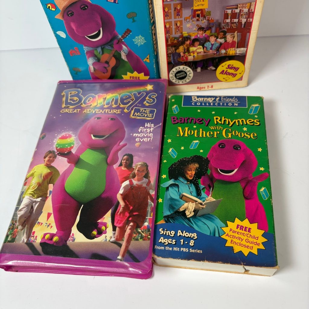 Barney VHS Lot of 4 Great Adventure Movie Home Sweet Homes Goes to School Rhymes