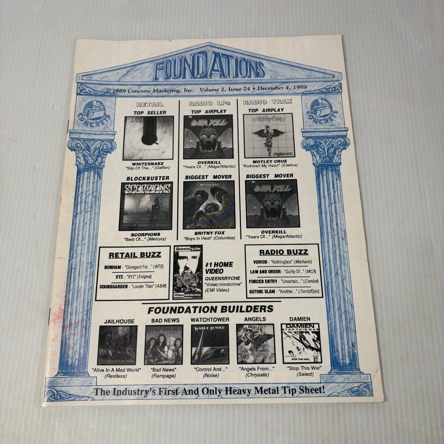 Foundations Magazine December 4 1989 Heavy Metal Tip Sheet Music History