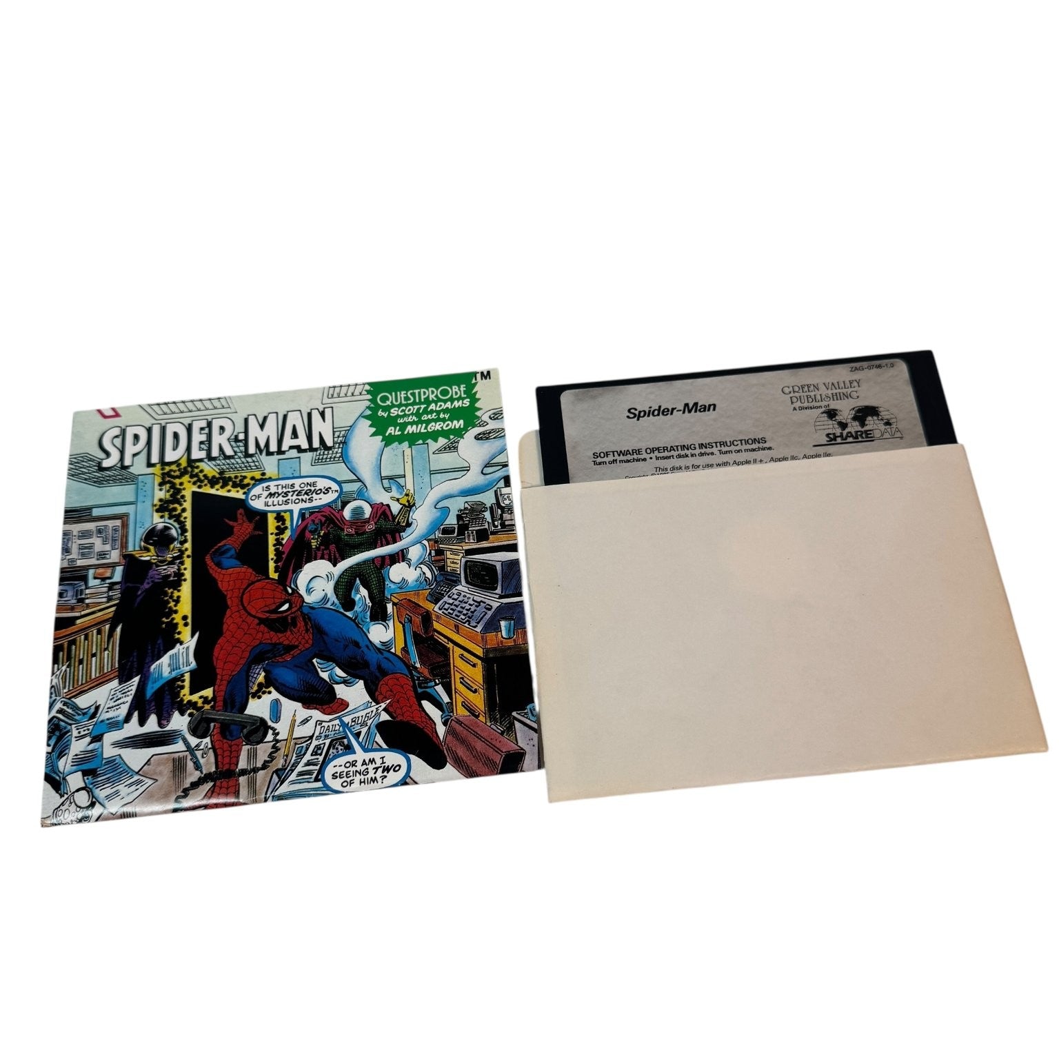 Vintage Spider-Man Questprobe Apple II Video Game Marvel 5.25" Floppy