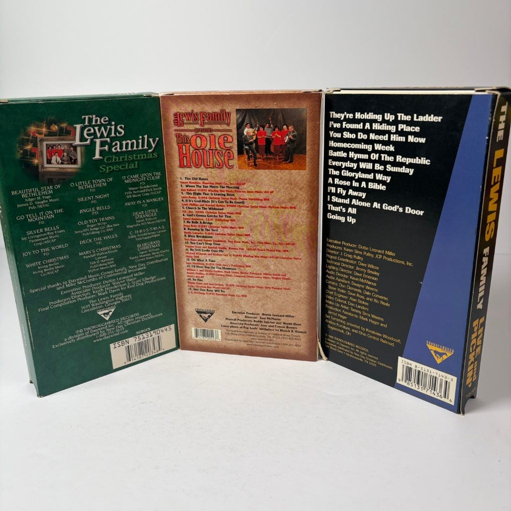 The Lewis Family VHS Lot of 3 Christmas Special This Ole House Live and Pickin