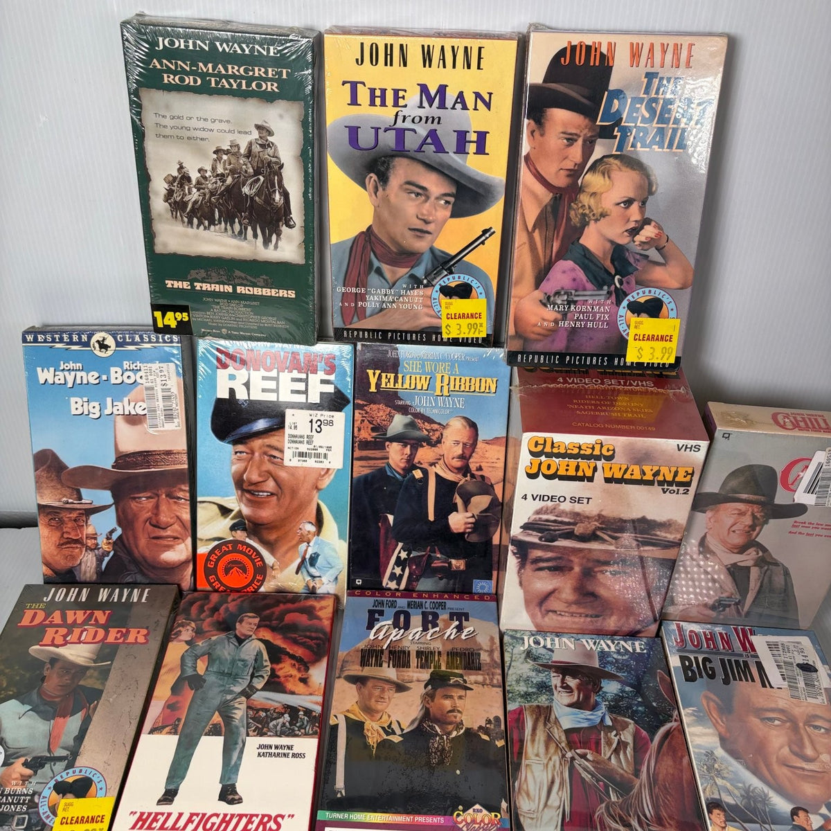 Lot of 18 Sealed John Wayne Classic Western Movies on VHS