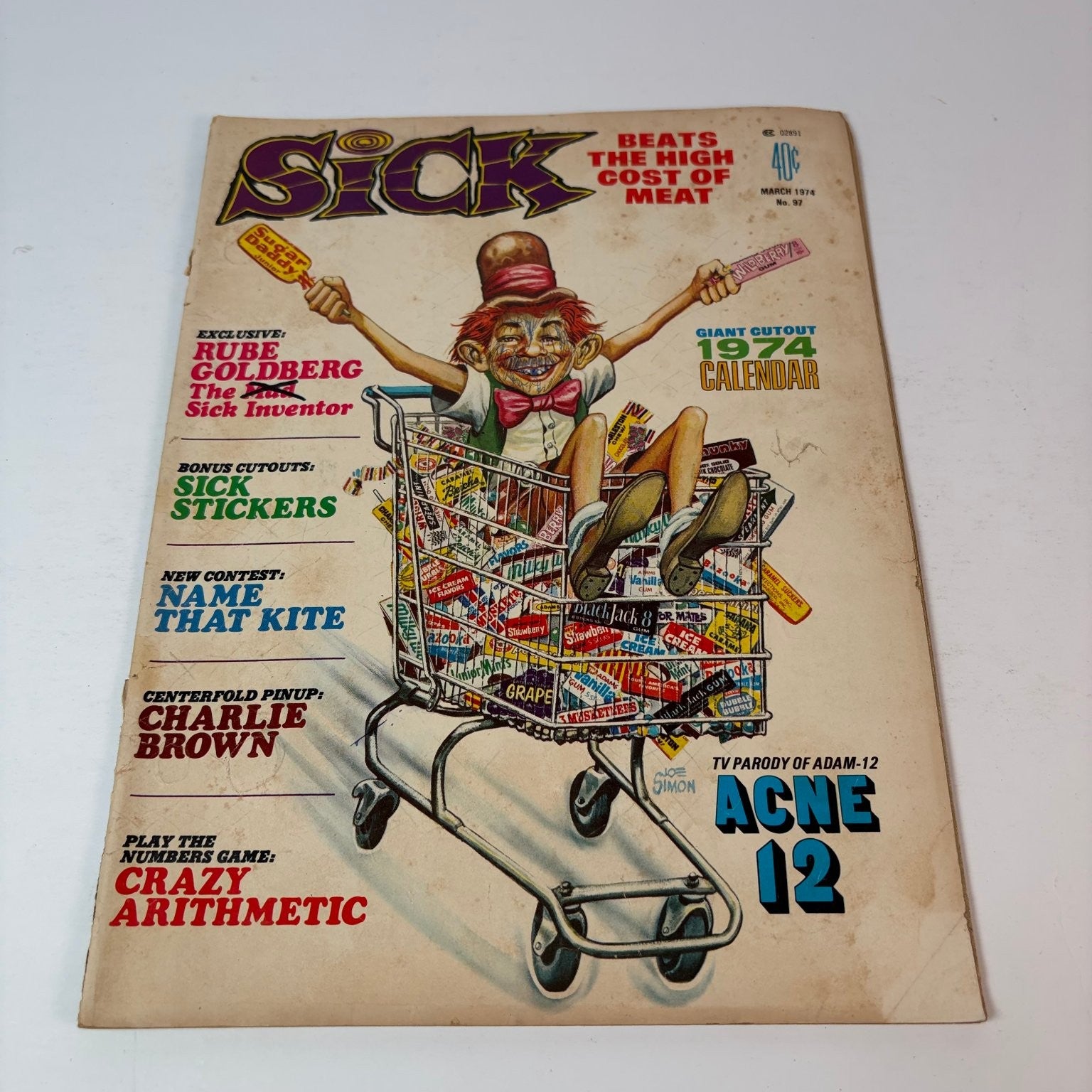 Sick Magazine March 1974 Rube Goldberg Charlie Brown Calendar Stickers