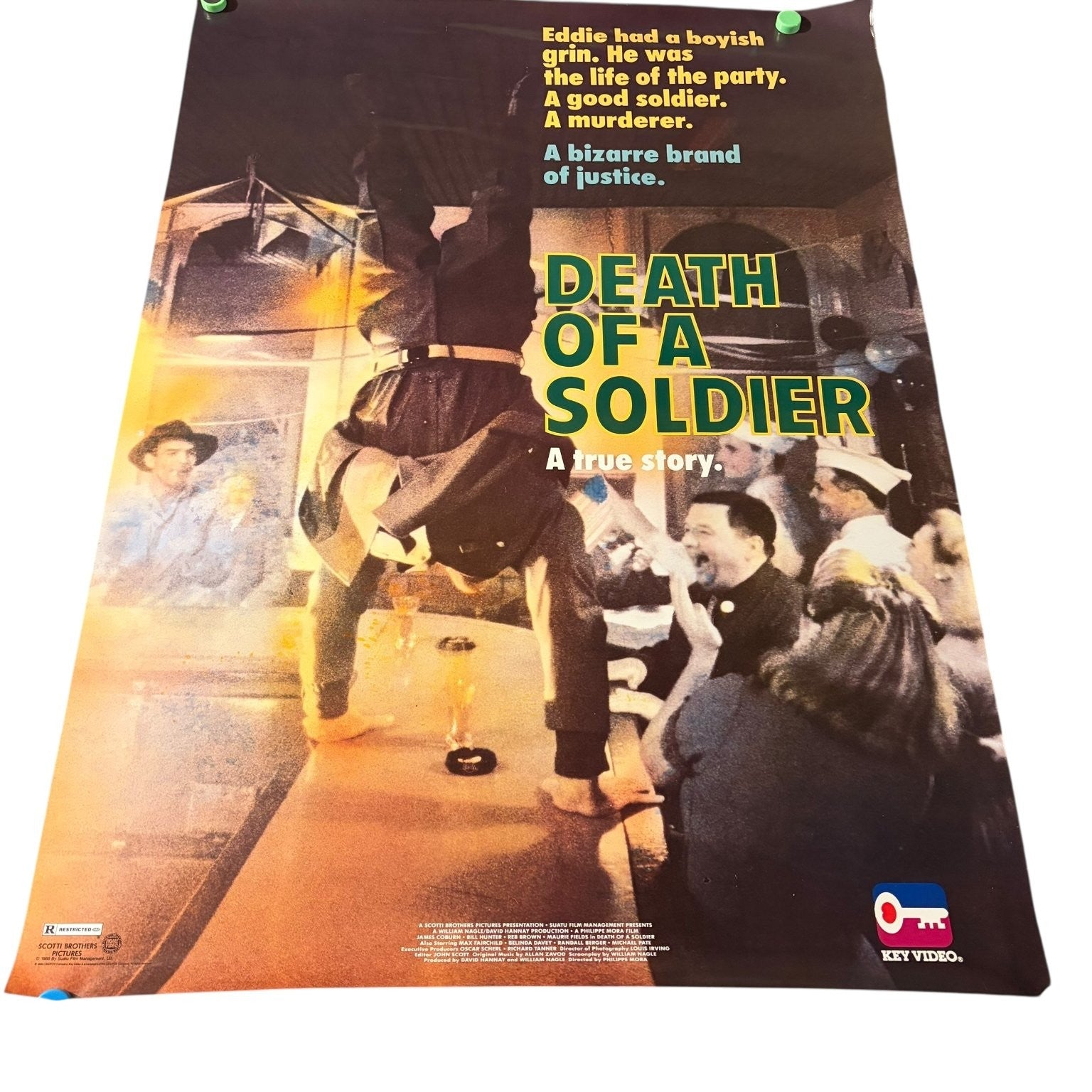Vintage Death of a Soldier 1986 Rare Movie Poster Scotti Brothers 22" x 30"