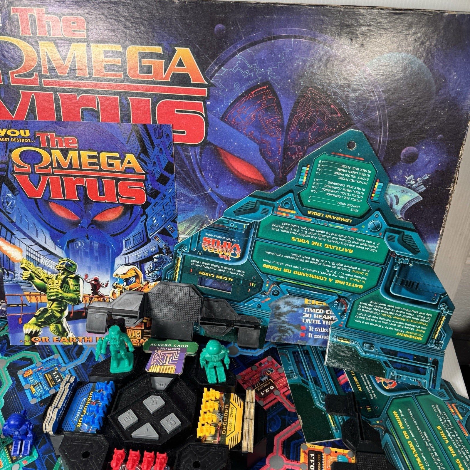 Vintage 1992 Omega Virus Board Game Complete As Is Non-Working Electronics