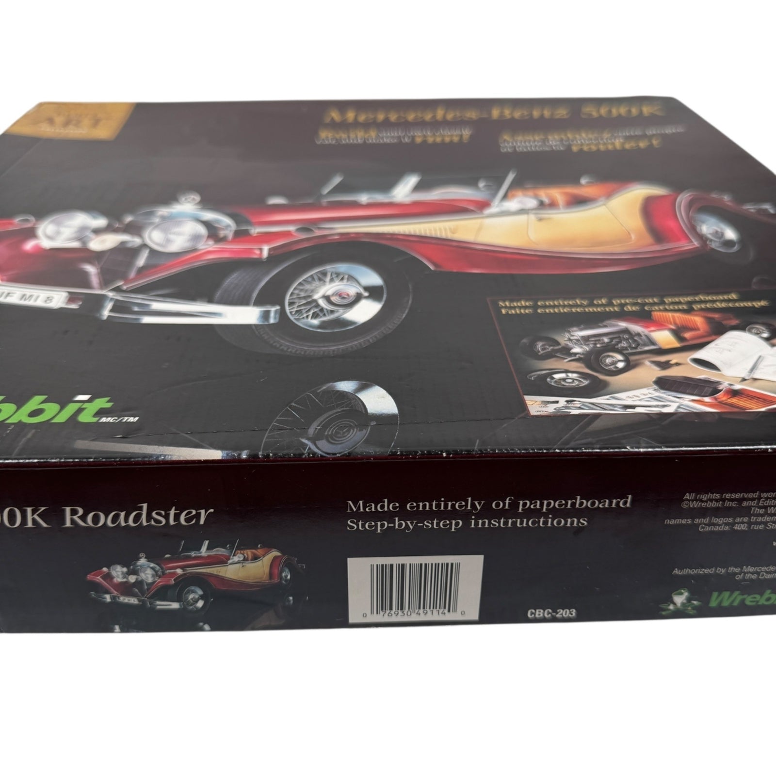 Wrebbit Mercedes-Benz 500K Roadster 3D Puzzle 1:18 Scale Paperboard Kit Open Box