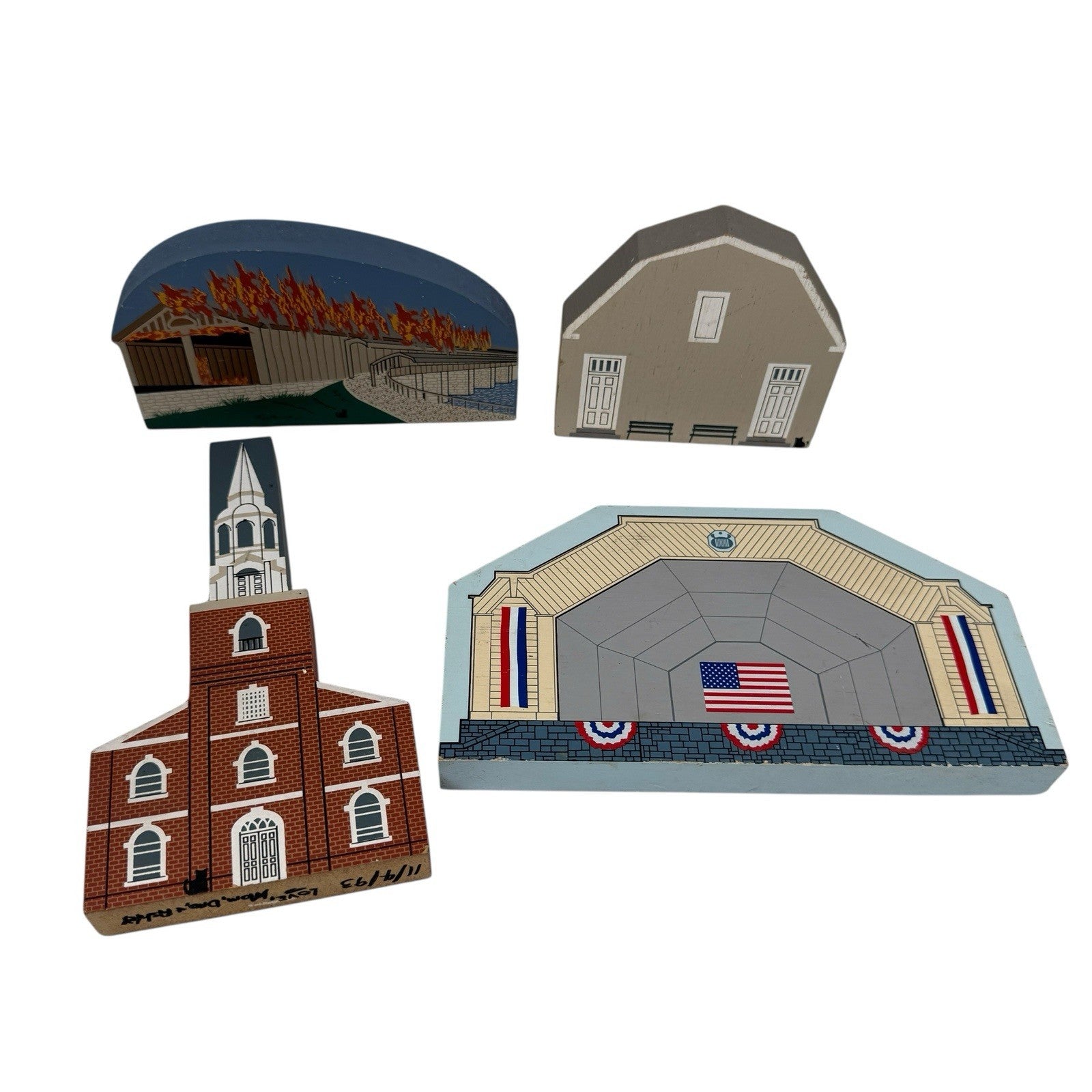 Lot Of 4 Wooden Houses 90s & 2000s Lancaster Area Cat’s Meow & Unbranded