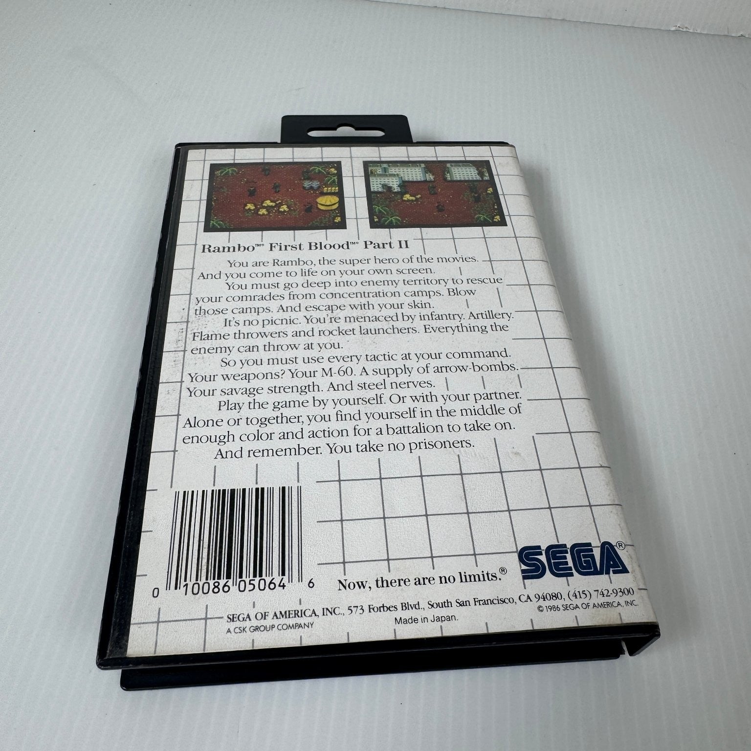 Rambo First Blood Part II Sega Mega Drive Game Action Case & Game w/ Hangtab