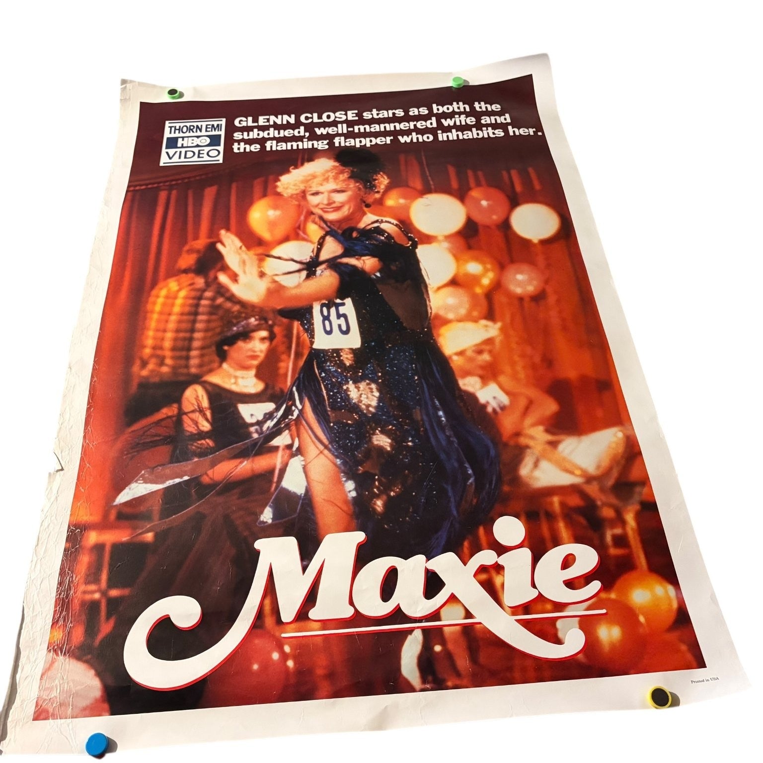Vintage Maxie 1985 Video Store Movie Poster Glenn Close Flapper Drama