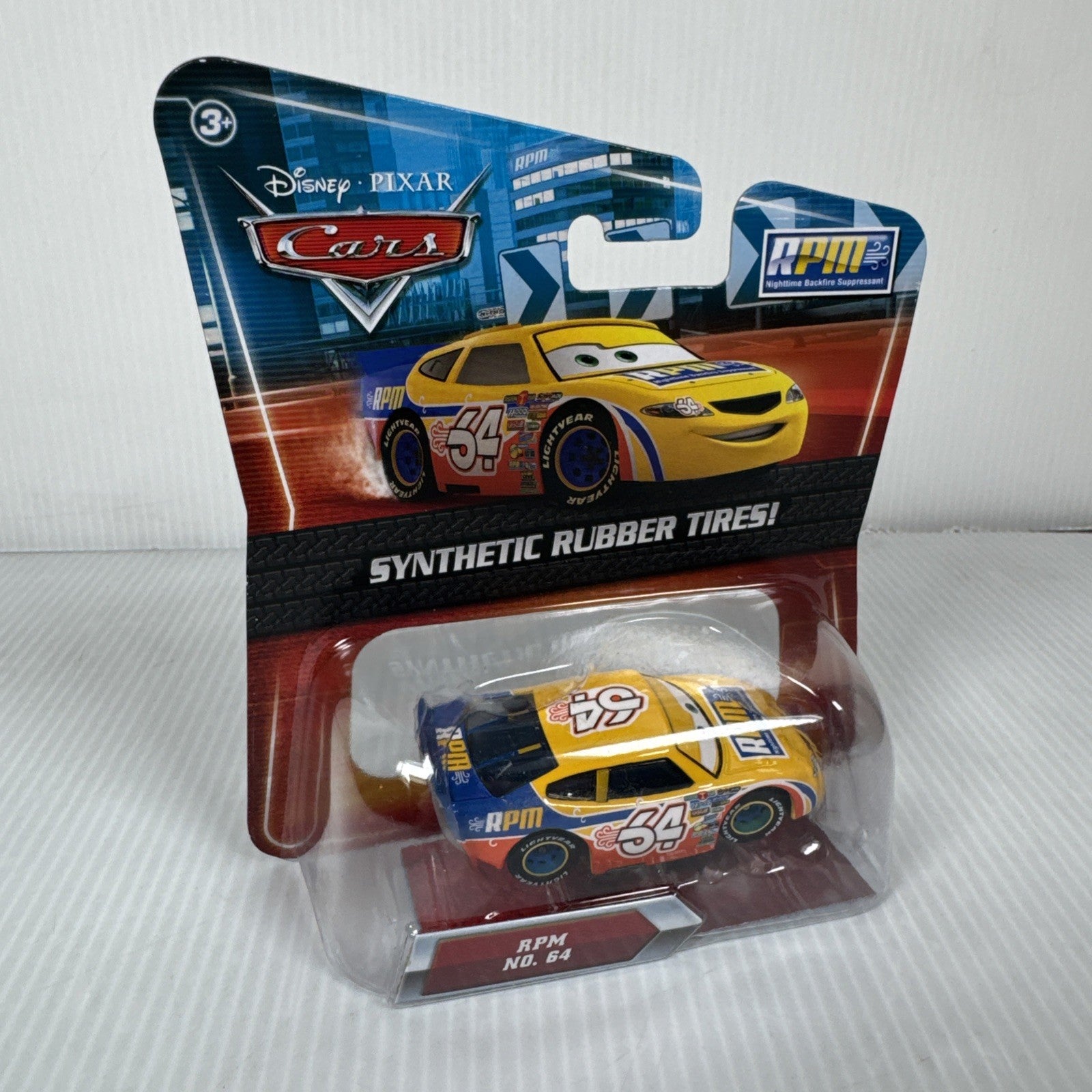 2009 Disney Pixar Cars Synthetic Rubber Tires RPM No. 64 Mattel NISP