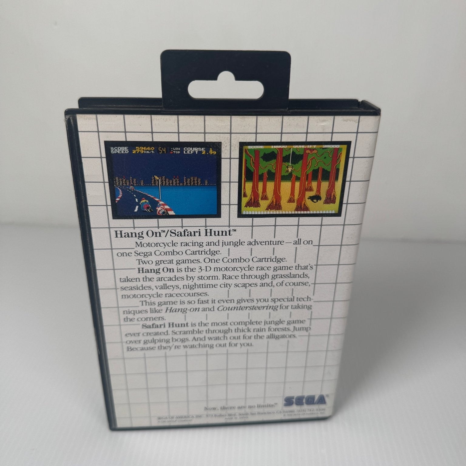 Hang On & Safari Hunt Combo Cartridge Sega Master System Video Game Complete CIB