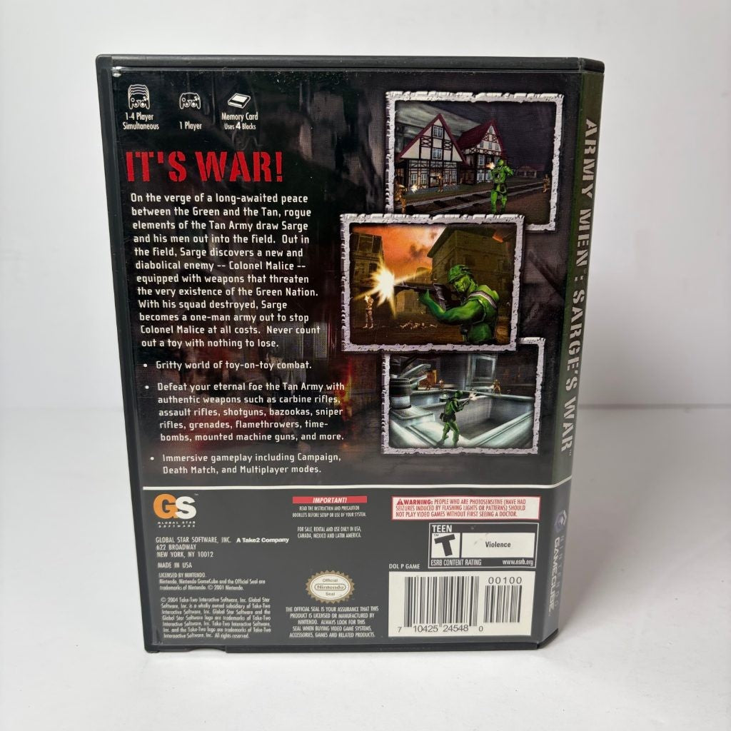 Army Men Sarge's War Nintendo GameCube 2004 CIB Complete w/ Manual