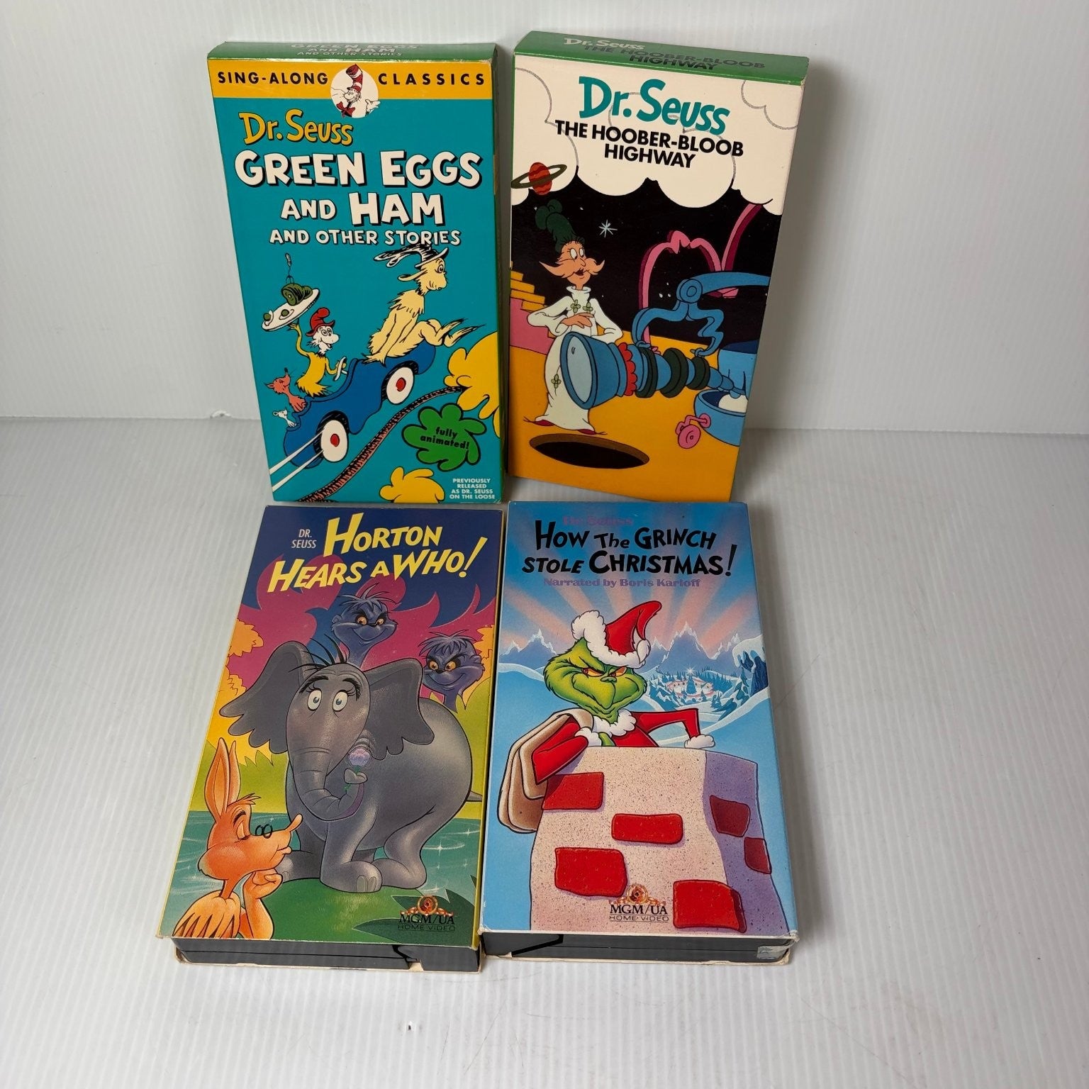 Dr. Seuss Lot of 4 VHS CBS/FOX Grinch, Green Eggs & Ham, Horton Hears a Who