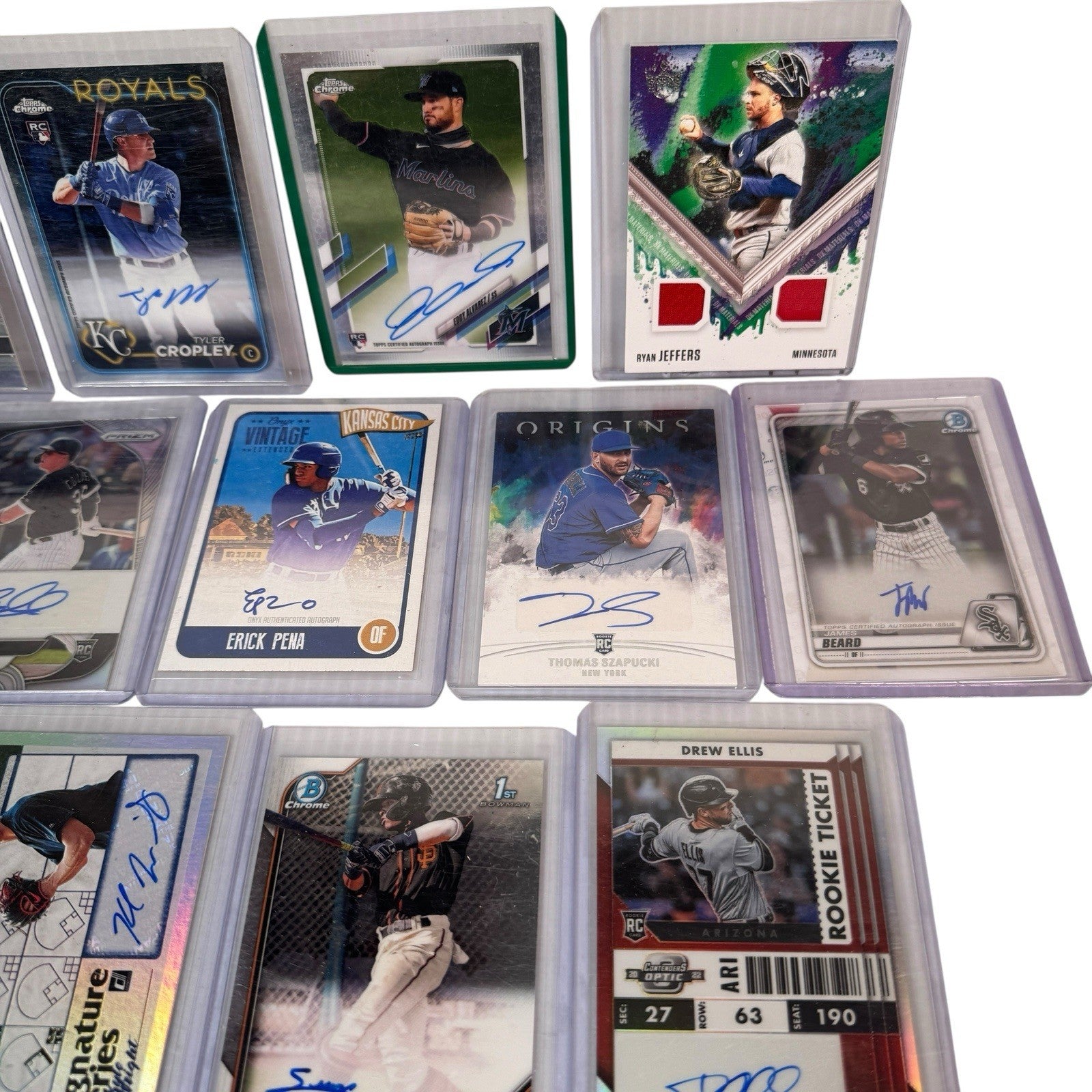 Lot Of 12 Baseball Autograph & Relic Cards Ryan Jeffers, Erick Pena & More