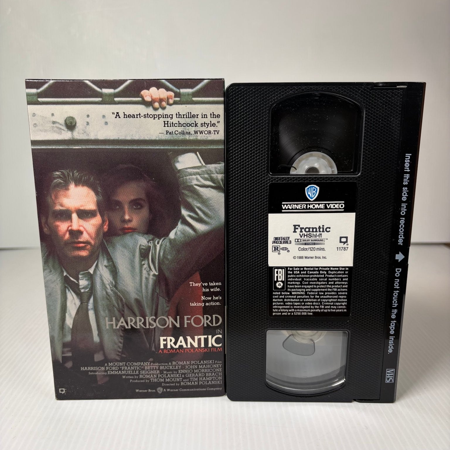 Frantic VHS 1988 Thriller Suspense Harrison Ford Roman Polanski Warner Home