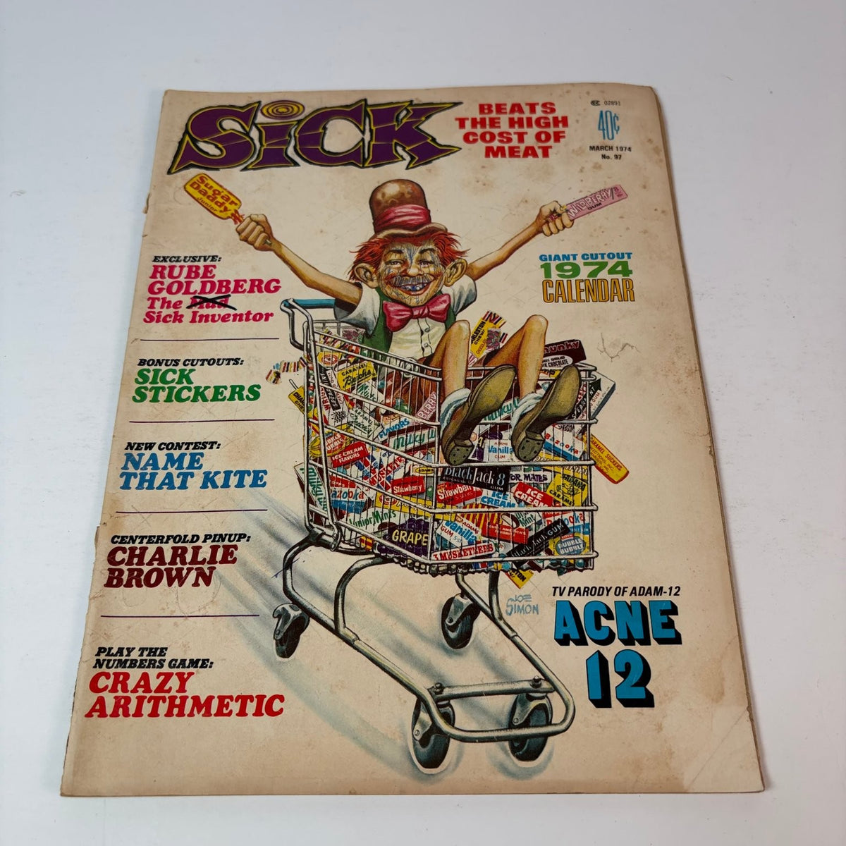 Sick Magazine March 1974 Rube Goldberg Charlie Brown Calendar Stickers